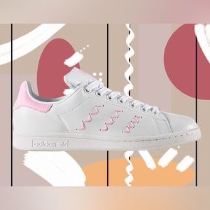 ADIDAS Stan Smith White and Pink Zig Zags sneakers size US women’s 8